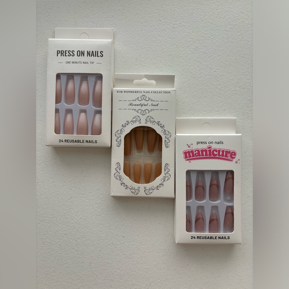 Reusable press on nails- 3 pack bundle